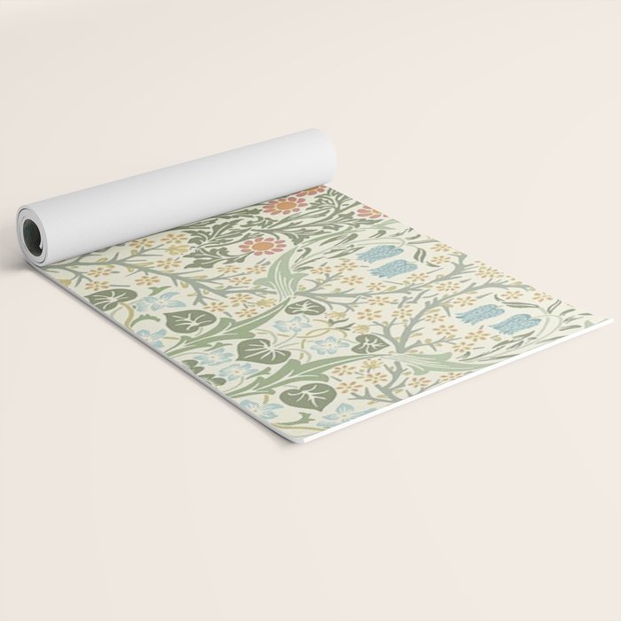 William Morris Blackthorn Cream Pastel Floral Yoga Mat Gallery Image 2