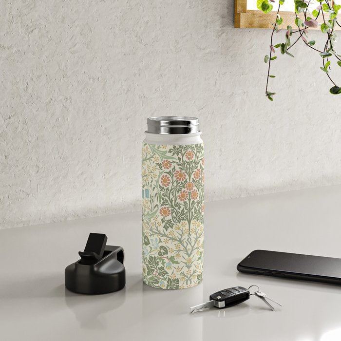 William Morris Blackthorn Cream Pastel Floral Water Bottle Gallery Image 4