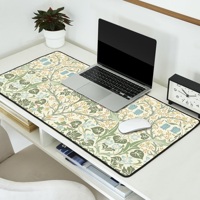 William Morris Blackthorn Cream Pastel Floral Desk Mat Gallery Image 2