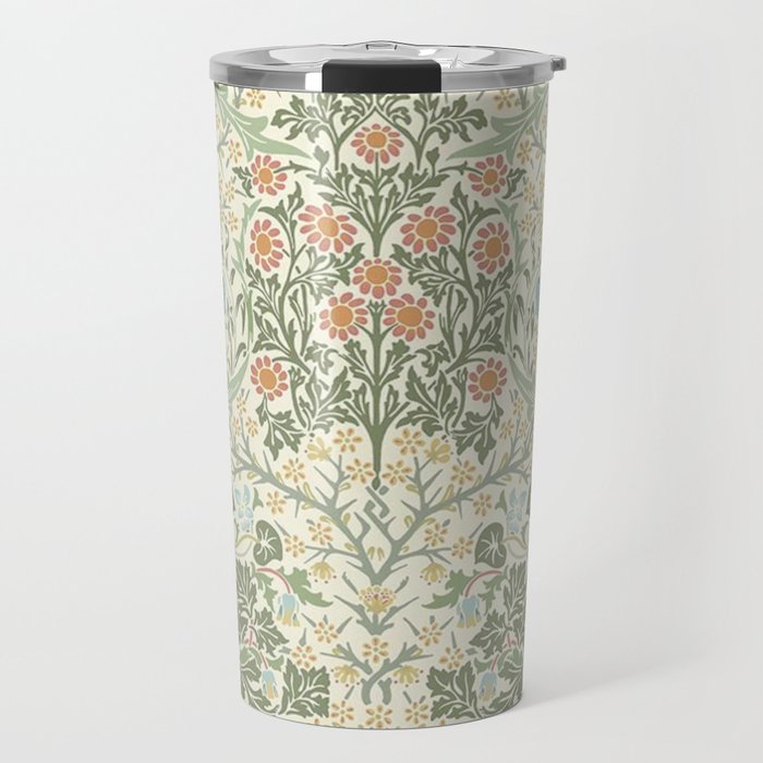 William Morris Blackthorn Cream Pastel Floral Travel Mug Gallery Image 1