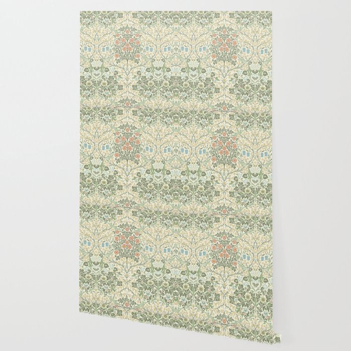 William Morris Blackthorn Cream Pastel Floral Wallpaper Gallery Image 2