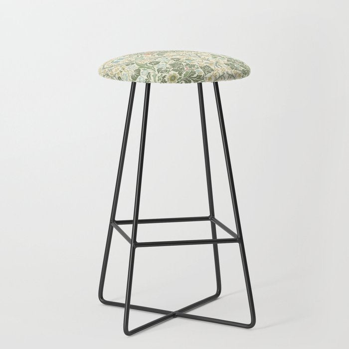 William Morris Blackthorn Cream Pastel Floral Stool Gallery Image 1