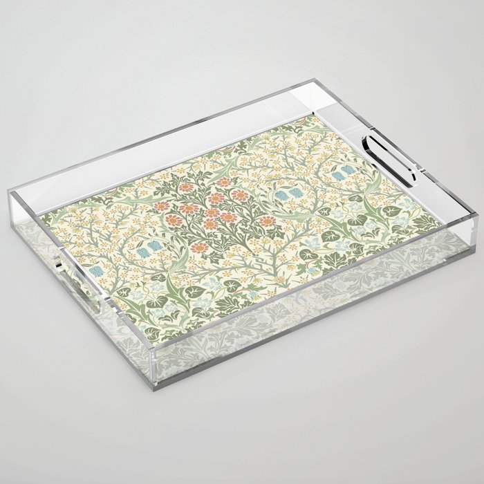 William Morris Blackthorn Cream Pastel Floral Acrylic Tray Gallery Image 1