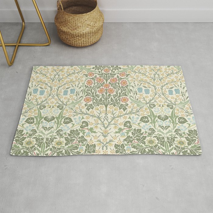 William Morris Blackthorn Cream Pastel Floral Rug Gallery Image 1