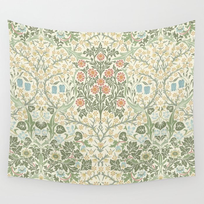 William Morris Blackthorn Cream Pastel Floral Wall Tapestry Gallery Image 1