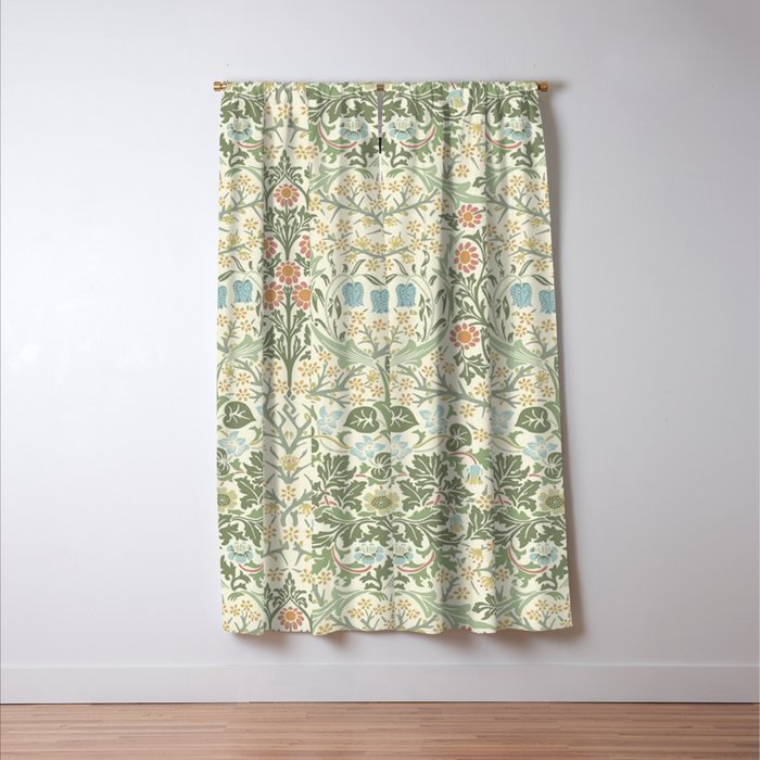William Morris Blackthorn Cream Pastel Floral Window Curtain Gallery Image 3