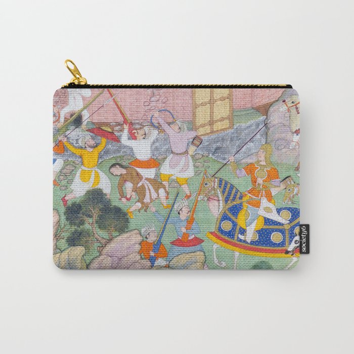 Siege of Baghdad Antique Indian Miniature Painted Illustration Carry All Pouch Gallery Image 1