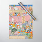 Siege of Baghdad Antique Indian Miniature Painted Illustration Wrapping Paper Gallery Image 1