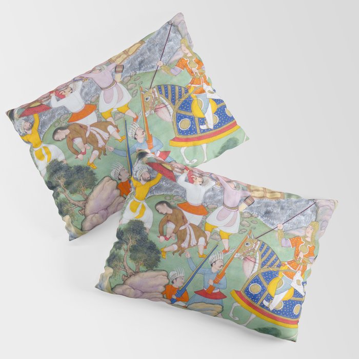 Siege of Baghdad Antique Indian Miniature Painted Illustration Pillow Sham Gallery Image 3