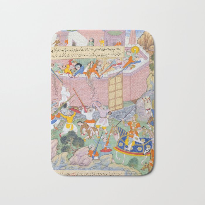 Siege of Baghdad Antique Indian Miniature Painted Illustration Bath Mat Gallery Image 1