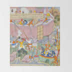 Siege of Baghdad Antique Indian Miniature Painted Illustration Throw Blanket Gallery Image 2