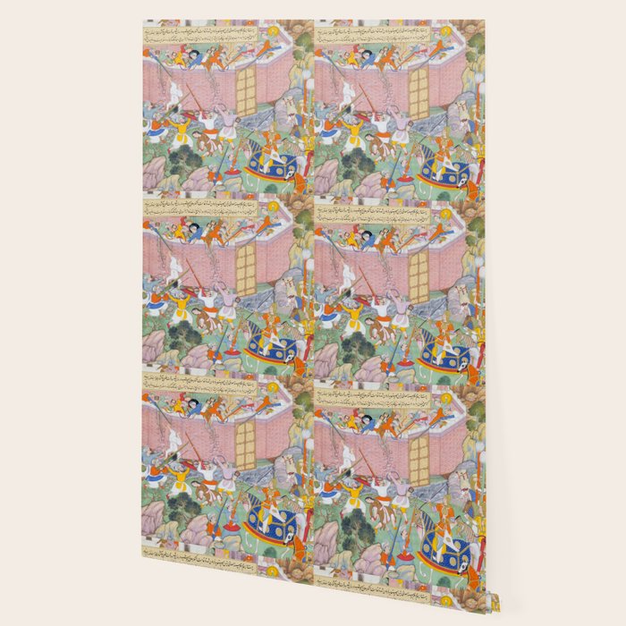 Siege of Baghdad Antique Indian Miniature Painted Illustration Wallpaper Gallery Image 2
