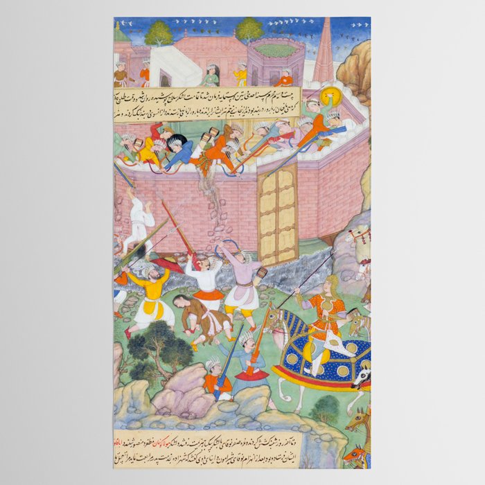 Siege of Baghdad Antique Indian Miniature Painted Illustration Tablecloth Gallery Image 2