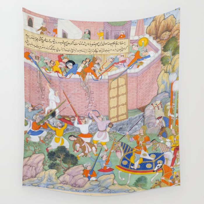 Siege of Baghdad Antique Indian Miniature Painted Illustration Wall Tapestry Gallery Image 4