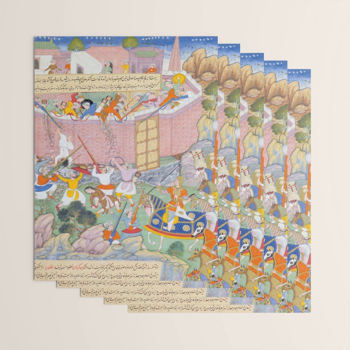 Siege of Baghdad Antique Indian Miniature Painted Illustration Wrapping Paper Gallery Image 3