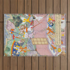 Siege of Baghdad Antique Indian Miniature Painted Illustration Outdoor Rug Gallery Image 1
