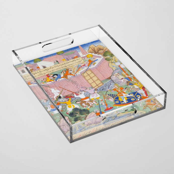 Siege of Baghdad Antique Indian Miniature Painted Illustration Acrylic Tray Gallery Image 1