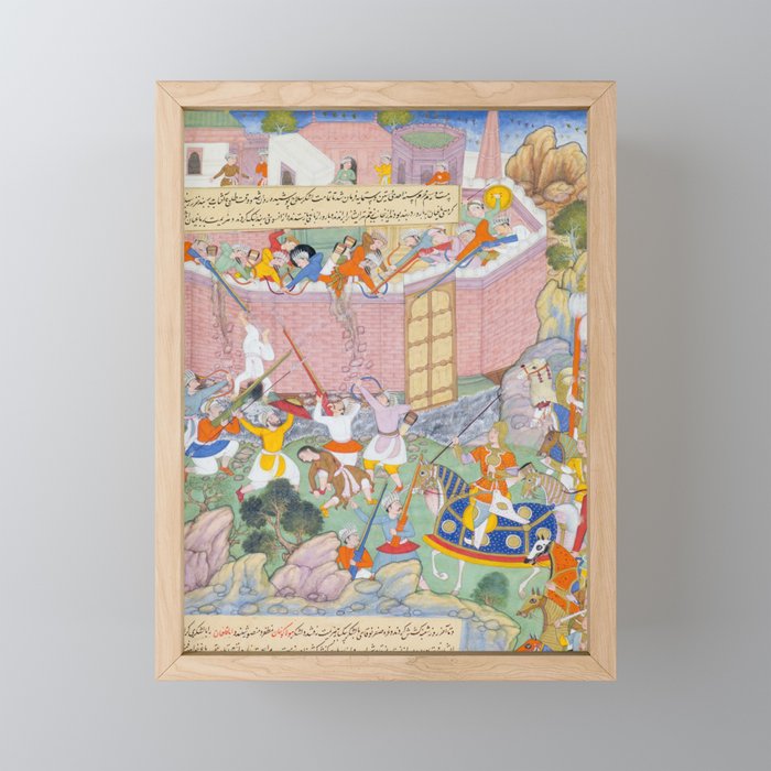 Siege of Baghdad Antique Indian Miniature Painted Illustration Mini Art Print Gallery Image 1