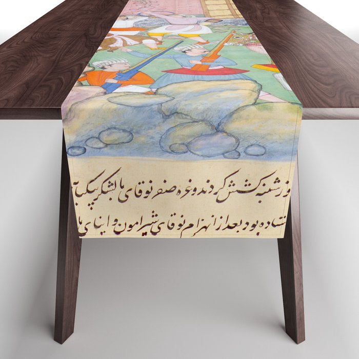 Siege of Baghdad Antique Indian Miniature Painted Illustration Table Runner Gallery Image 1