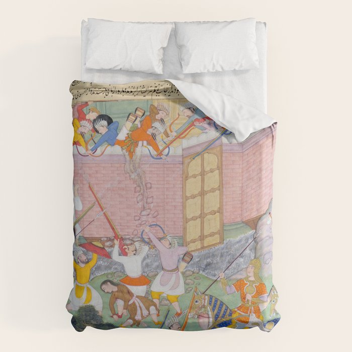 Siege of Baghdad Antique Indian Miniature Painted Illustration Duvet Cover Gallery Image 1
