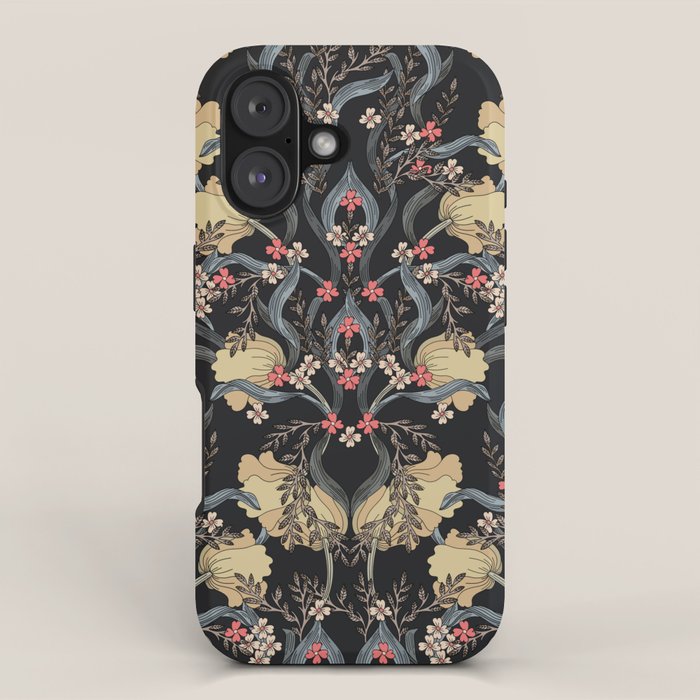 William Morris Pimpernel Art Nouveau Dark Floral iPhone Case Gallery Image 1