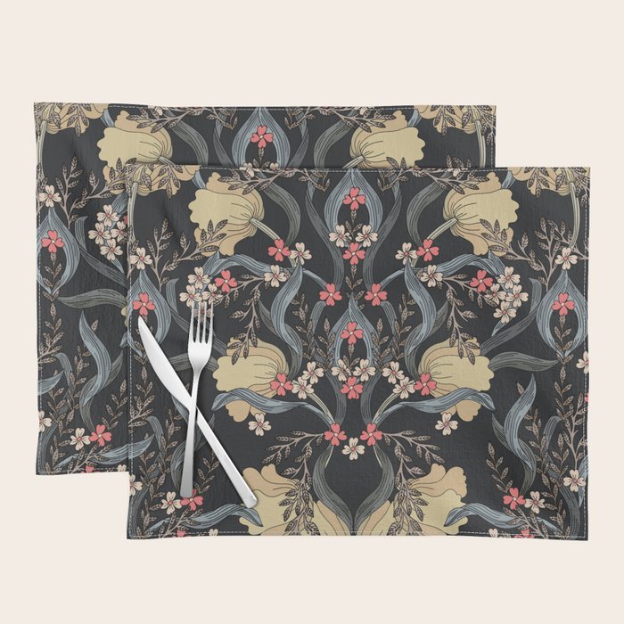William Morris Pimpernel Art Nouveau Dark Floral Placemat Gallery Image 1