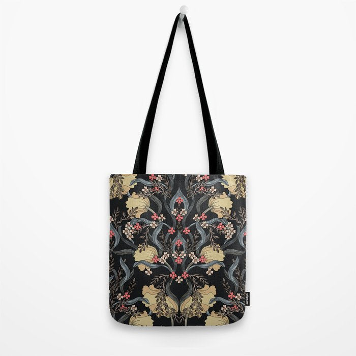 William Morris Pimpernel Art Nouveau Dark Floral Tote Bag Gallery Image 2