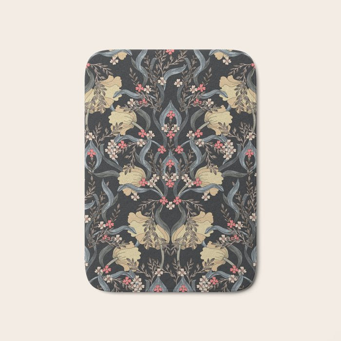 William Morris Pimpernel Art Nouveau Dark Floral Bath Mat Gallery Image 1