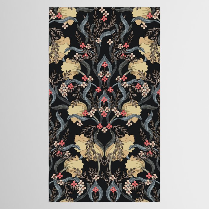 William Morris Pimpernel Art Nouveau Dark Floral Tablecloth Gallery Image 2
