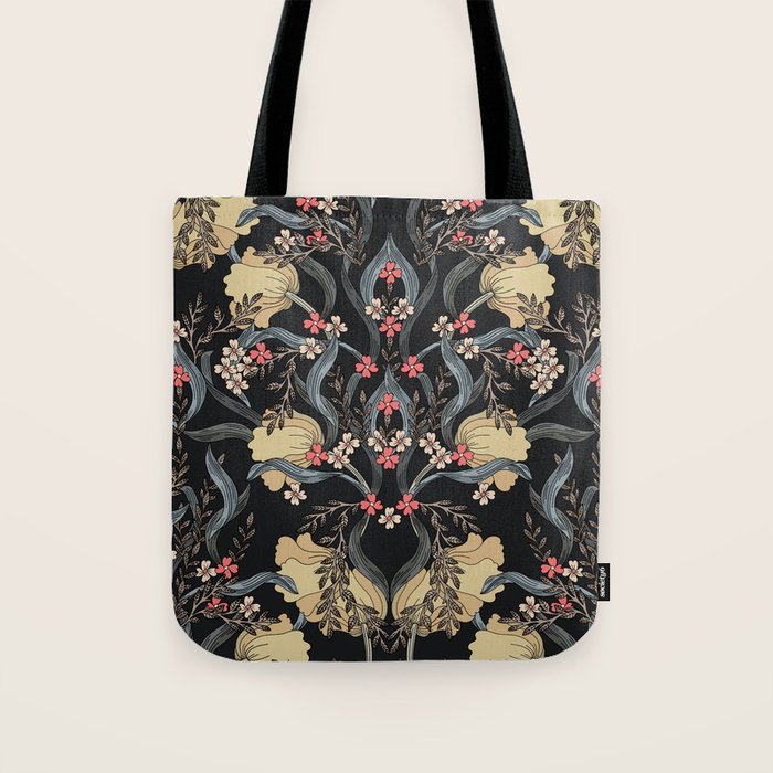 William Morris Pimpernel Art Nouveau Dark Floral Tote Bag Gallery Image 1