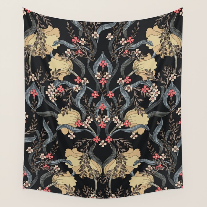 William Morris Pimpernel Art Nouveau Dark Floral Wall Tapestry Gallery Image 4