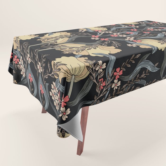 William Morris Pimpernel Art Nouveau Dark Floral Tablecloth Gallery Image 1