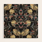 William Morris Pimpernel Art Nouveau Dark Floral Wood Wall Art Gallery Image 1