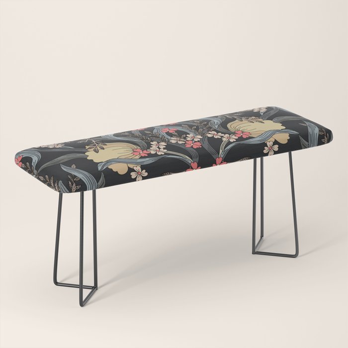 William Morris Pimpernel Art Nouveau Dark Floral Bench Gallery Image 1