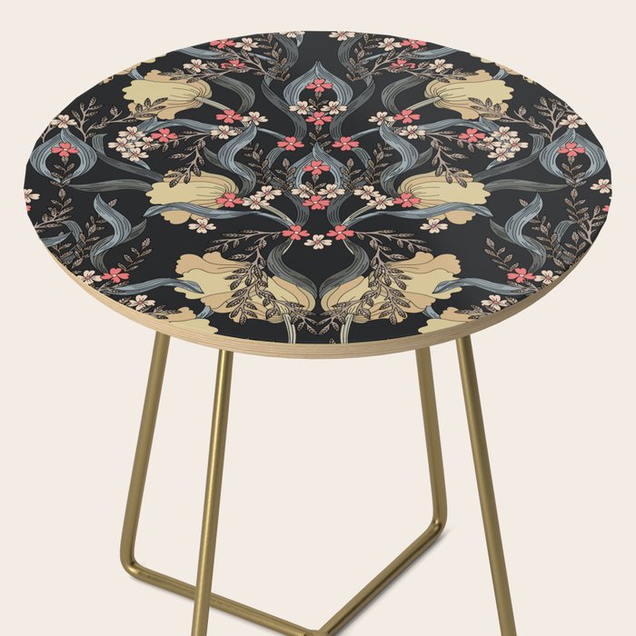 William Morris Pimpernel Art Nouveau Dark Floral Side Table Gallery Image 2