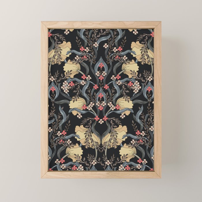 William Morris Pimpernel Art Nouveau Dark Floral Mini Art Print Gallery Image 1