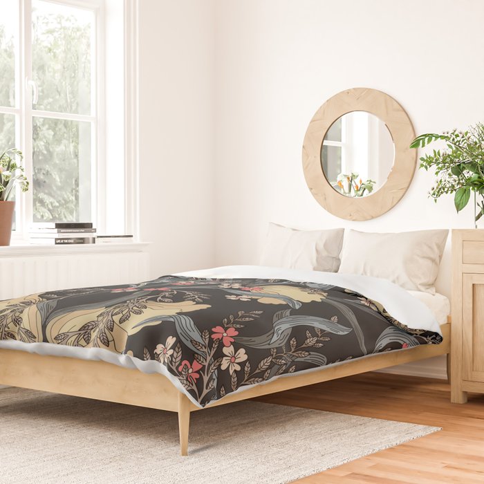 William Morris Pimpernel Art Nouveau Dark Floral Duvet Cover Gallery Image 2