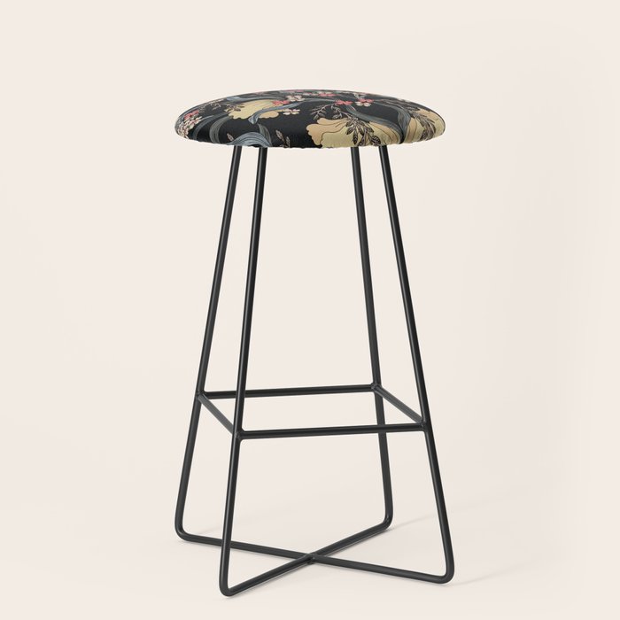 William Morris Pimpernel Art Nouveau Dark Floral Stool Gallery Image 1