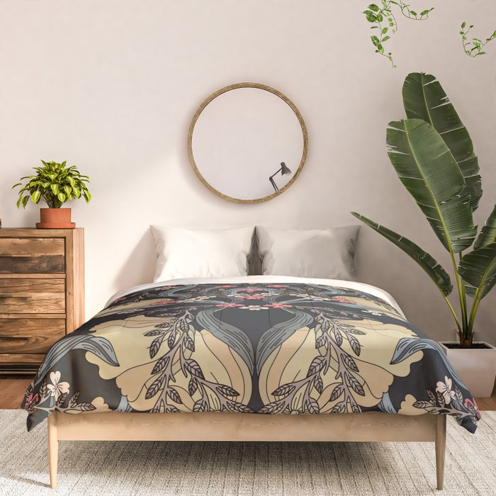 William Morris Pimpernel Art Nouveau Dark Floral Comforter Gallery Image 3