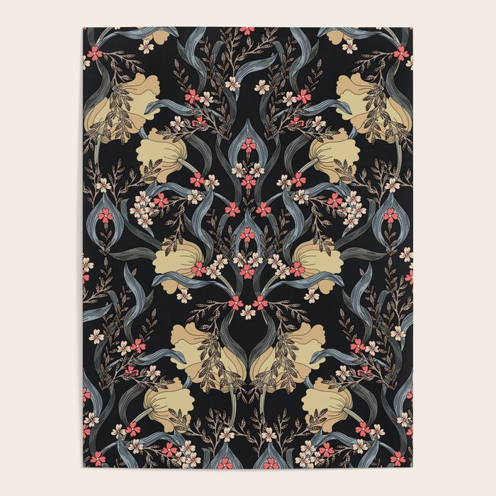 William Morris Pimpernel Art Nouveau Dark Floral Poster Gallery Image 1