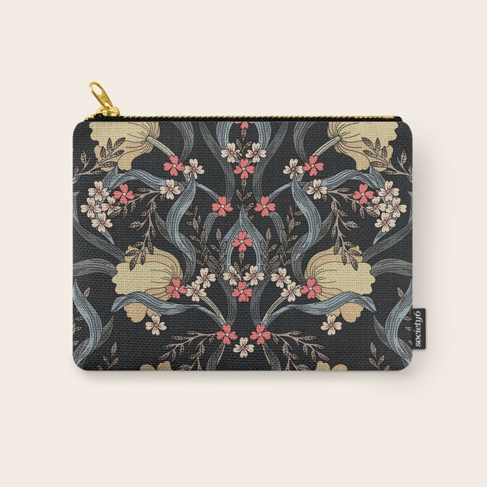 William Morris Pimpernel Art Nouveau Dark Floral Carry All Pouch Gallery Image 1