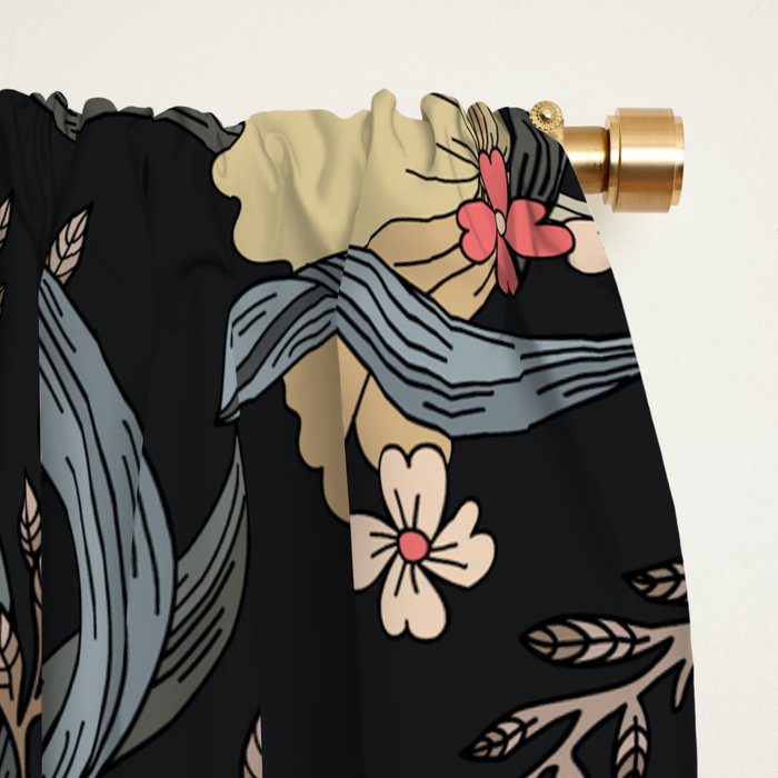 William Morris Pimpernel Art Nouveau Dark Floral Window Curtain Gallery Image 2