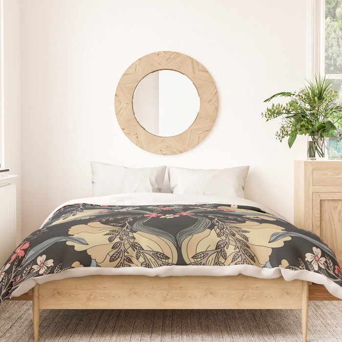 William Morris Pimpernel Art Nouveau Dark Floral Duvet Cover Gallery Image 3