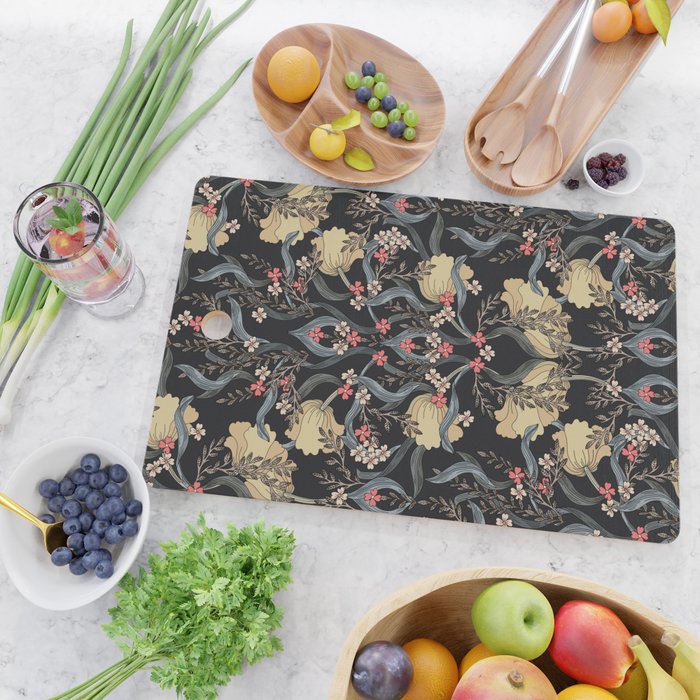 William Morris Pimpernel Art Nouveau Dark Floral Cutting Board Gallery Image 2
