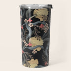 William Morris Pimpernel Art Nouveau Dark Floral Travel Mug Gallery Image 2