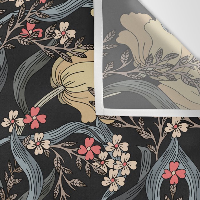 William Morris Pimpernel Art Nouveau Dark Floral Wall Tapestry Gallery Image 3
