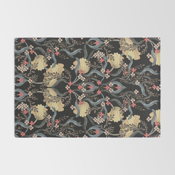 William Morris Pimpernel Art Nouveau Dark Floral Rug Gallery Image 2