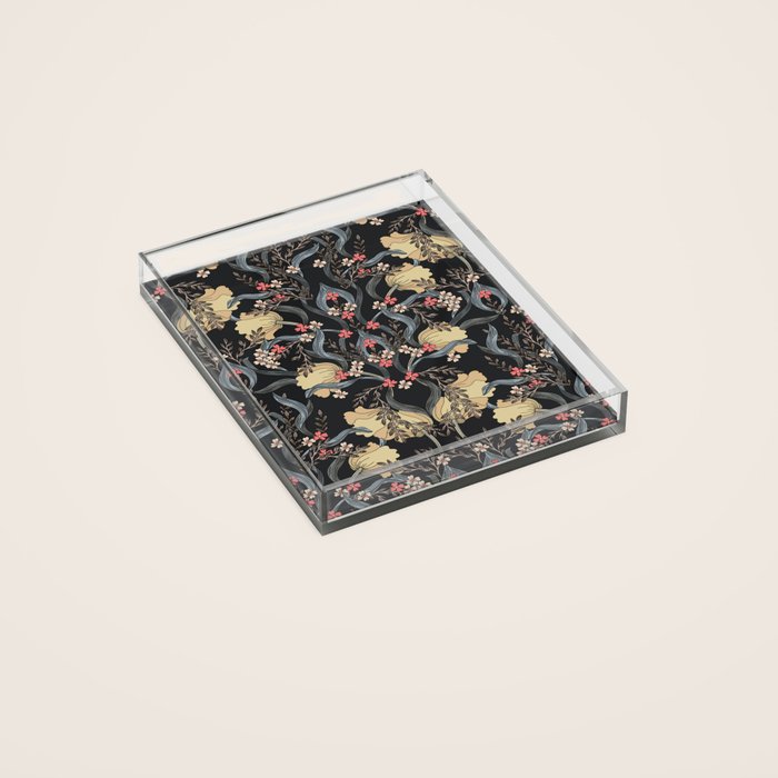 William Morris Pimpernel Art Nouveau Dark Floral Acrylic Tray Gallery Image 2