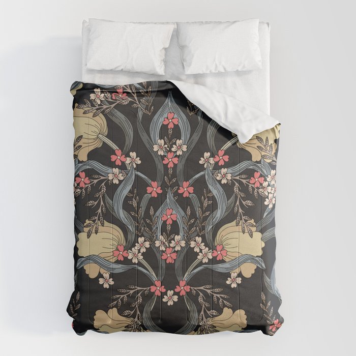 William Morris Pimpernel Art Nouveau Dark Floral Comforter Gallery Image 1