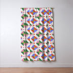 Festive Quilted Starburst Pattern - Vibrant Holiday Design Window Curtain Gallery Image 3